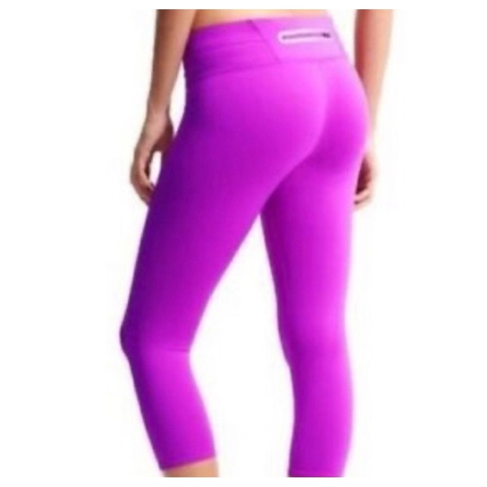 Athleta Sonar Purple Cropped Running Leggings Size Small Zip Pocket